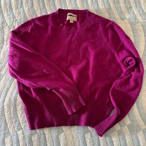 Cashmere shrunken crewneck sweater grape magenta